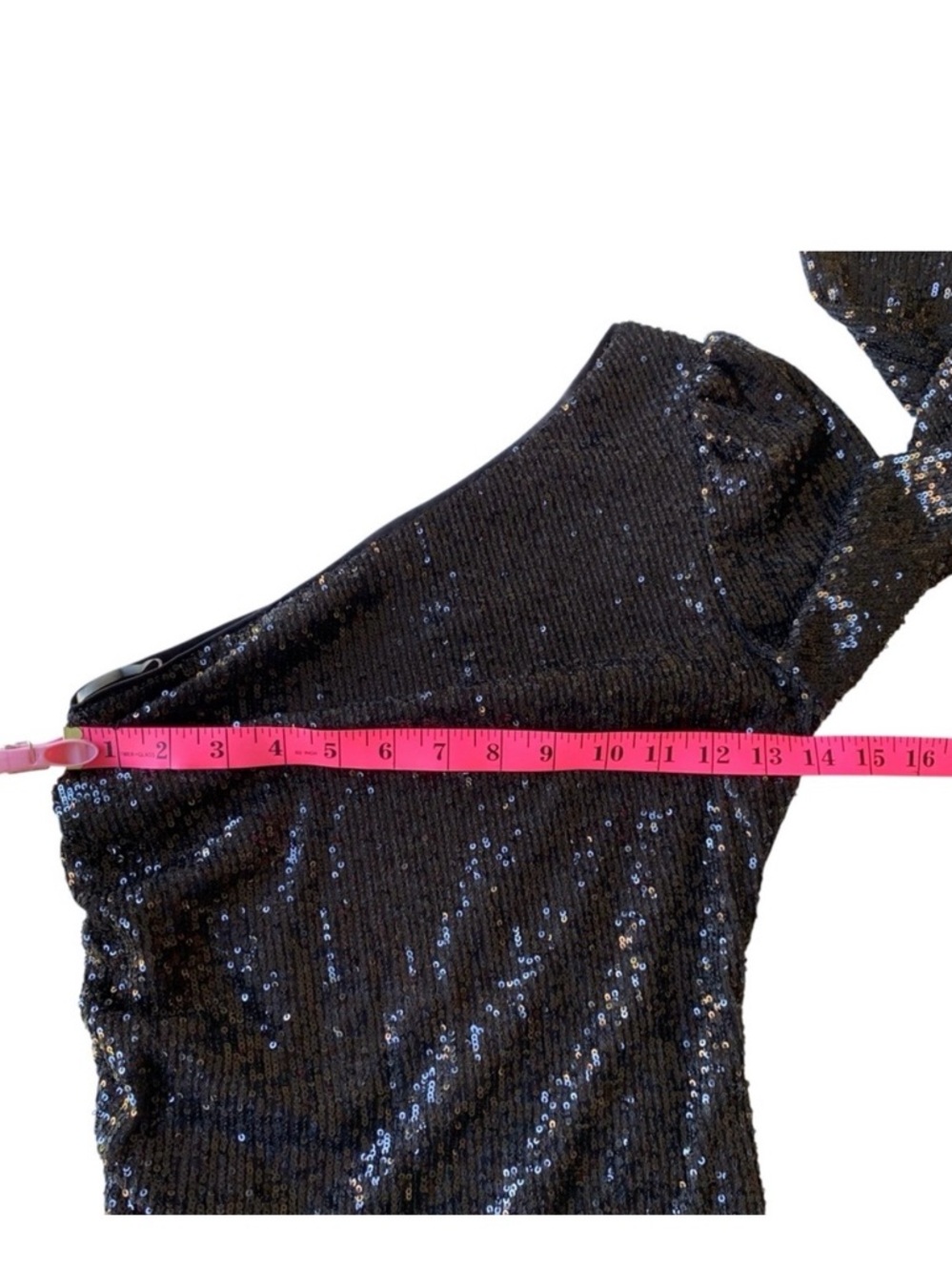 Black One-Shoulder Sequin Top - Picture 10 of 12